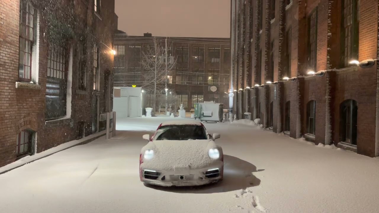 Thunder snow? Driving a 2023 Porsche 911 Carrera 4 GTS through a major March snow storm.