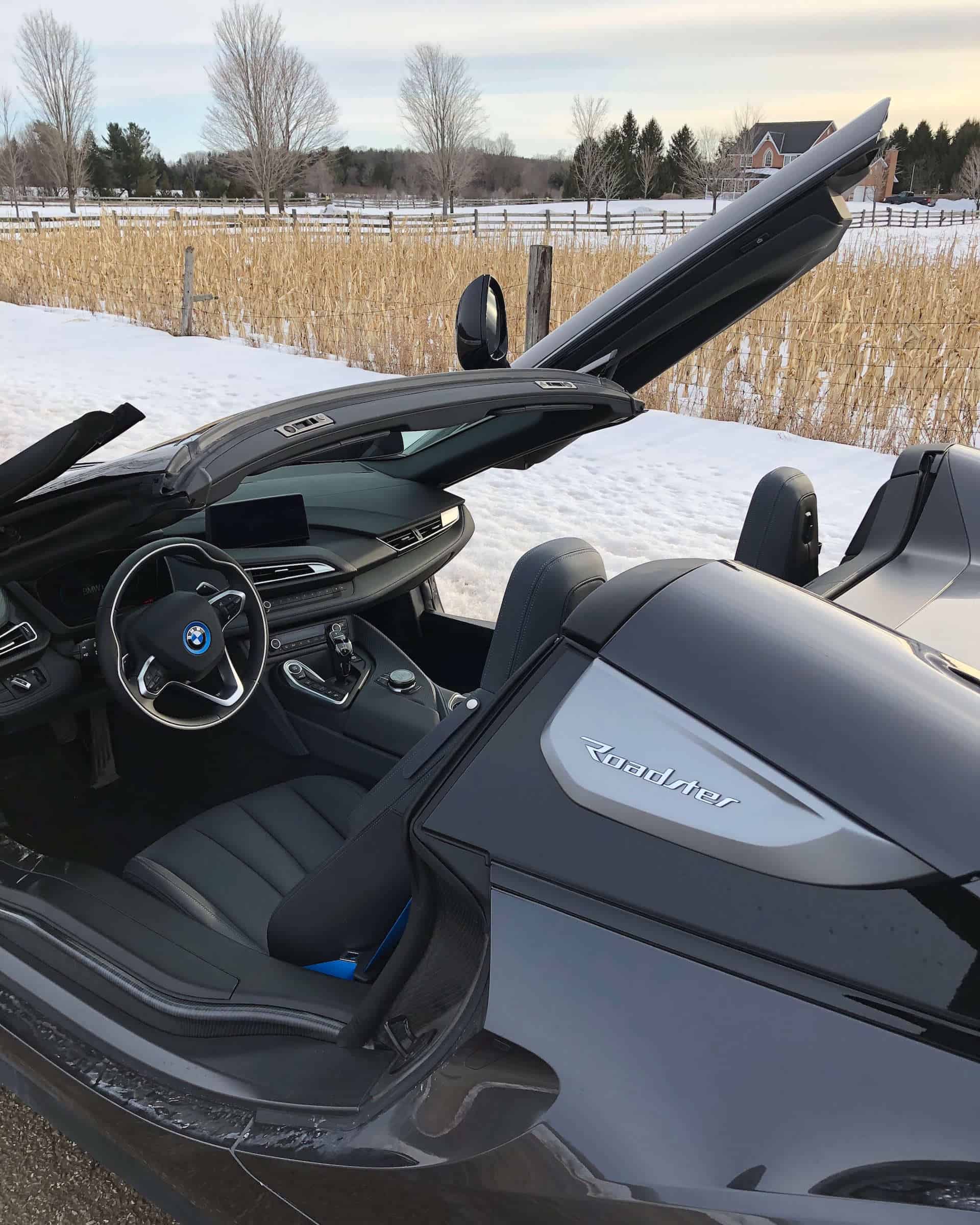 BMWi8 Angele side view into open car