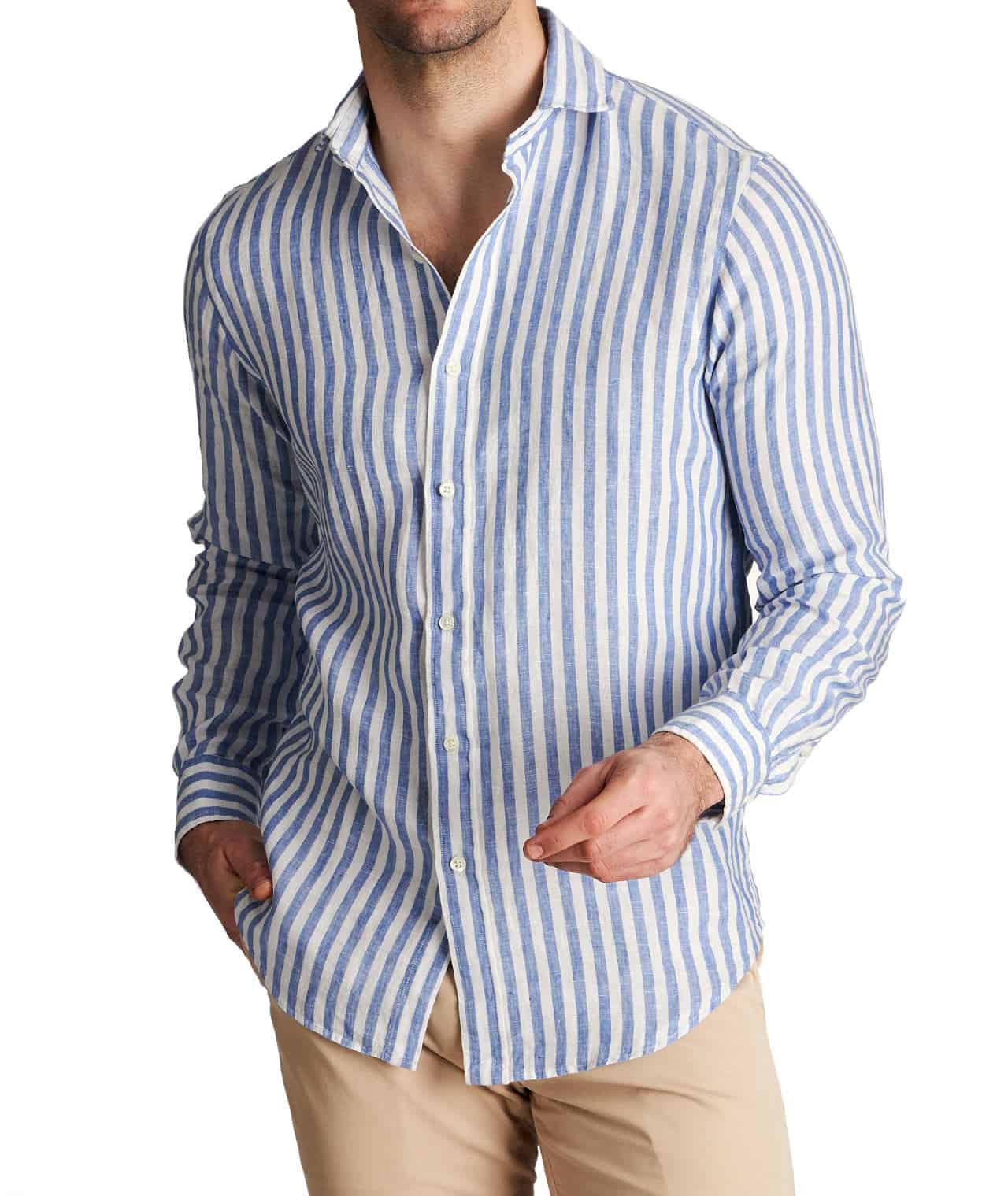 Male model blue striped men's shirts Polo Ralph Lauren