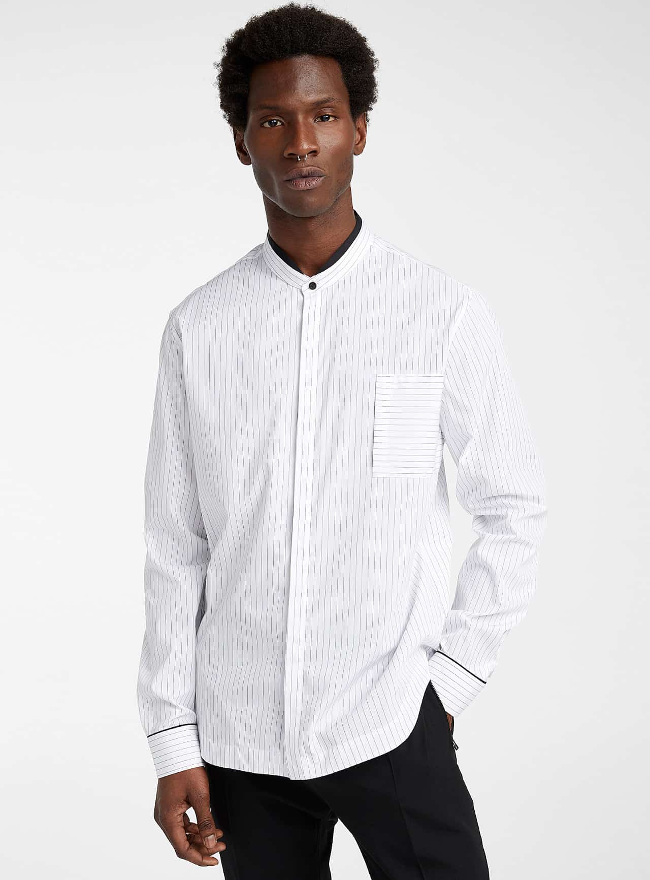 Image of male model striped shirt