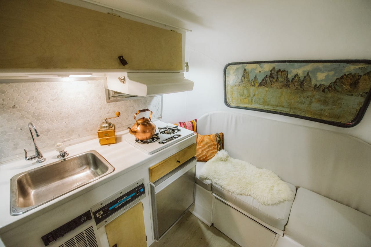 Interior image of a kitchen in luxury RV