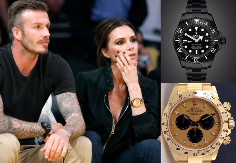 David Beckham and Victoria Beckham in Rolex luxury watch