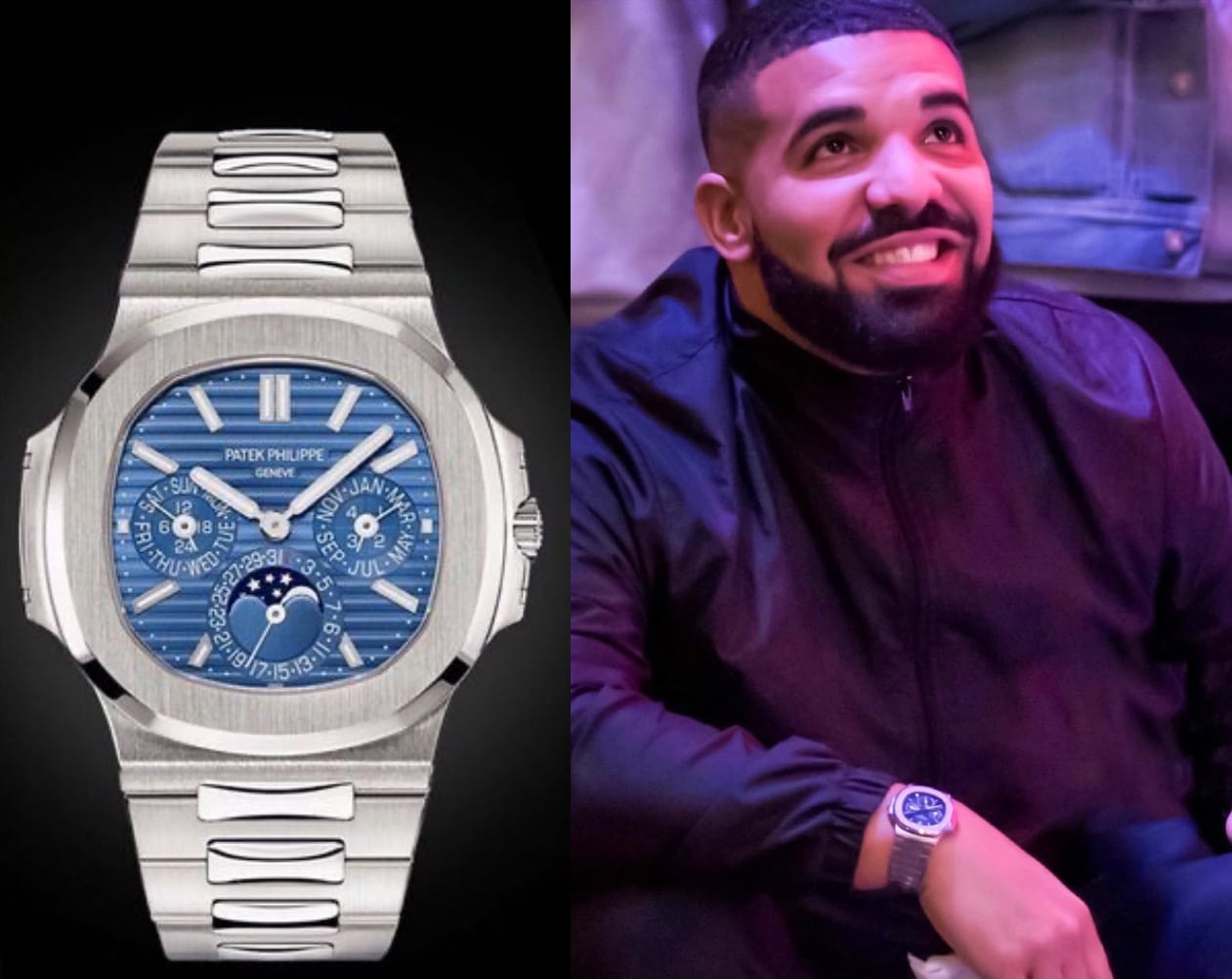 Drake Patek Philippe Nautilus Silver Blue Regarding Luxury Watches