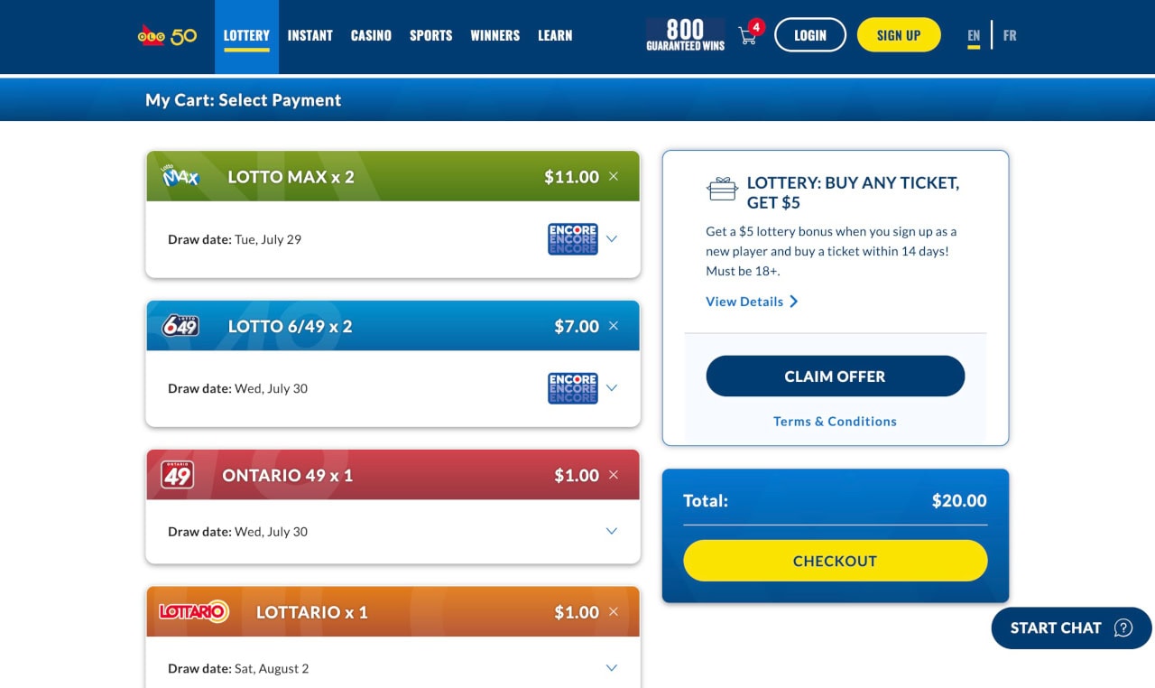 Screenshot Olg Online Lottery