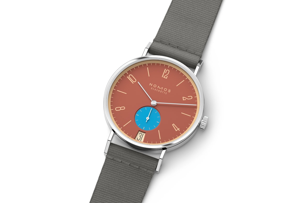 03_Nomosglashuette_179_S27_Tangente_38_Datum_Ziegelblau_175_Years_Watchmaking_Gh