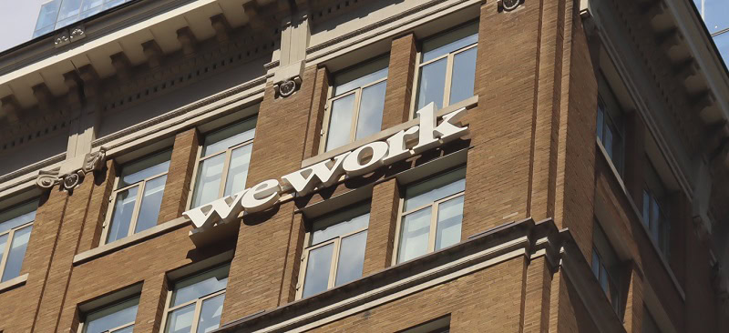 WeWork exterior building sign at 357 Bay street in Toronto