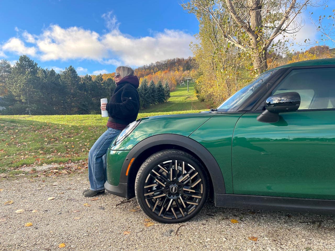 Bmw Mini Cooper S 5 Door, Collingwood, Sideview, Woman With Coffee
