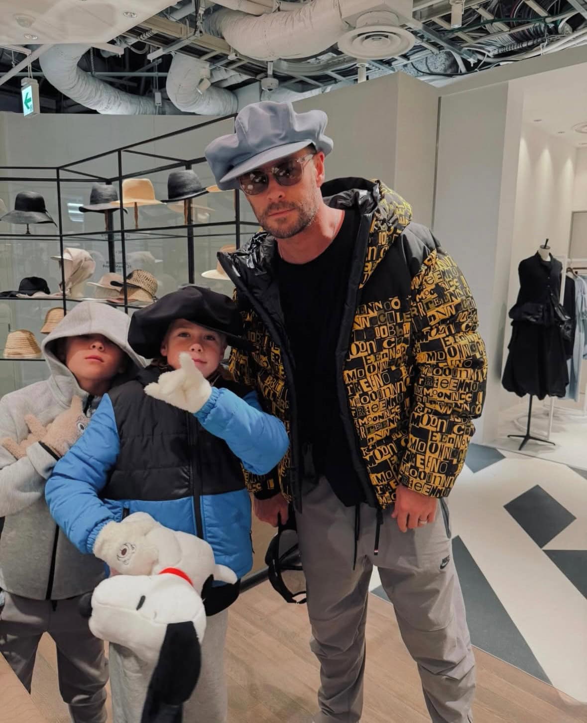 Chris Hemsworth In A Typographic Print Puffer Jacket_Men’s Winter Coats_Regarding Luxury