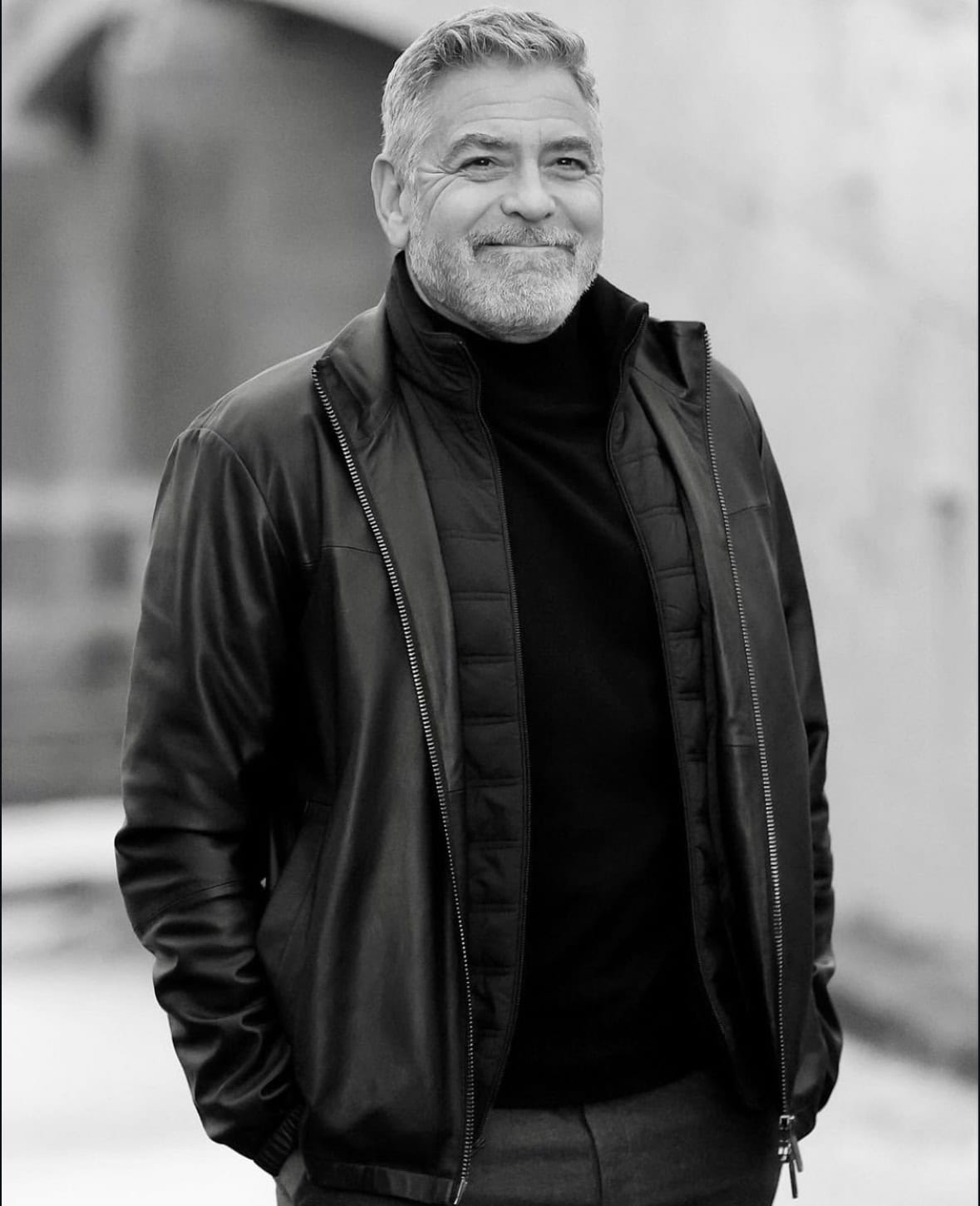 George Clooney In A Leather Jacket_Men’s Winter Coats_Regarding Luxury